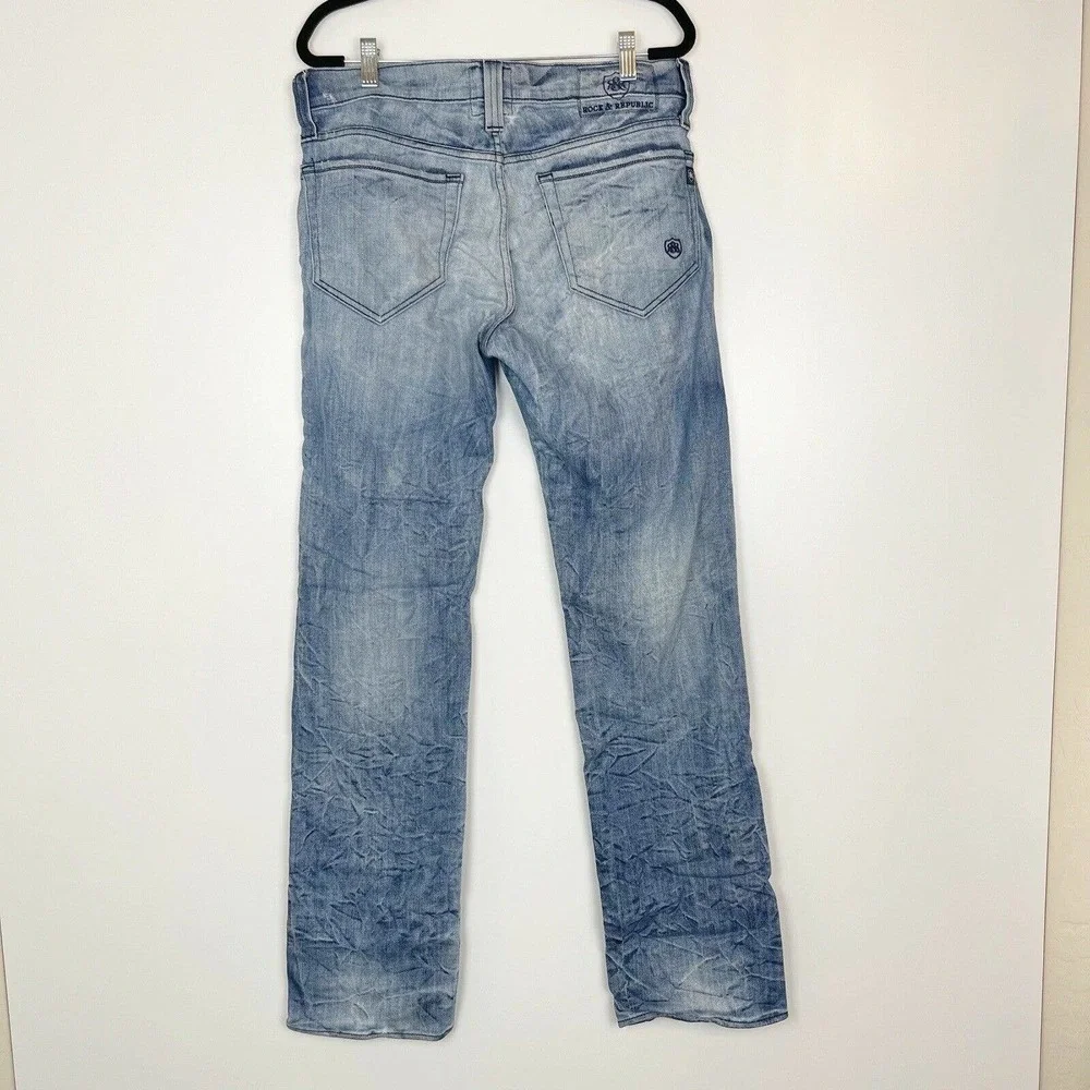 Men's Rock & Republic Vaughn Jeans Distressed Straight Leg Size 33